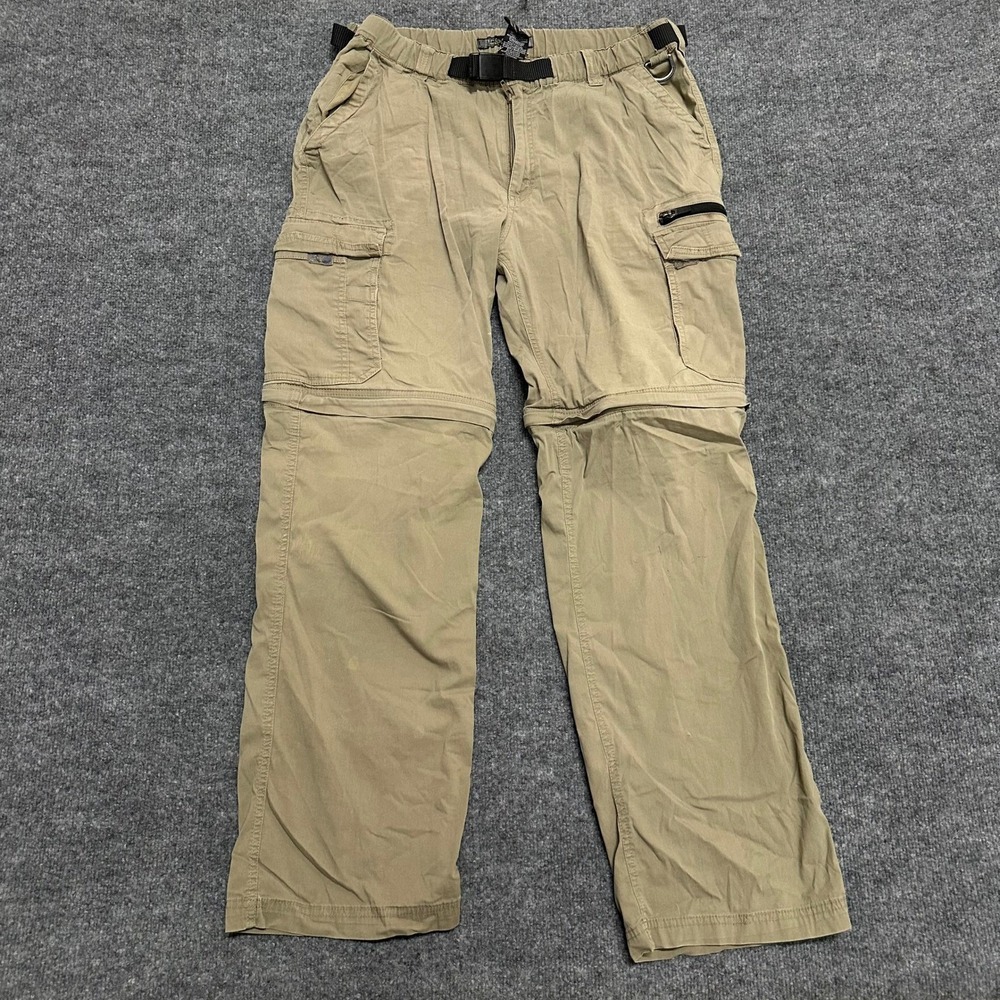 BC Clothing Pants Mens XLx34 Khaki Convertible Cargo Zip Off Hiking Outdoor